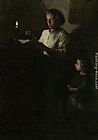 Reading by Candlelight by Theodule Augustine Ribot